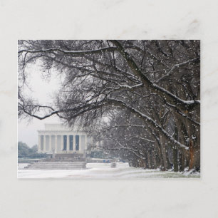 lincoln memorial winter snow postcard