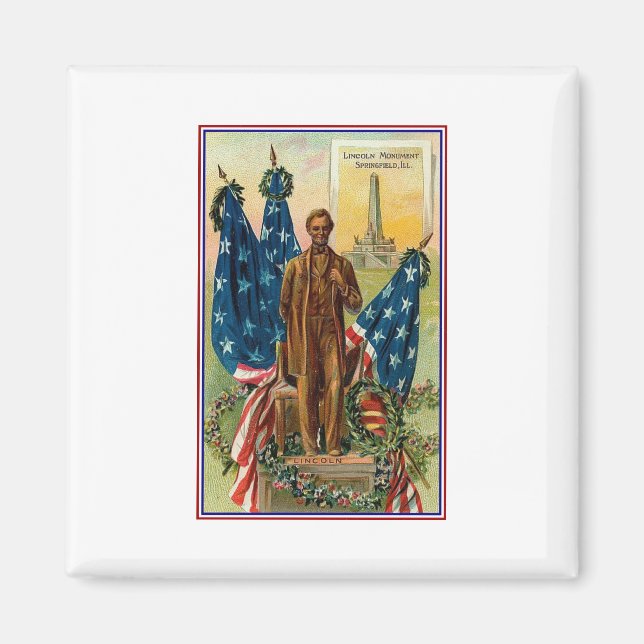 Lincoln Monument Springfield Ill Vintage Americana Magnet (Front)