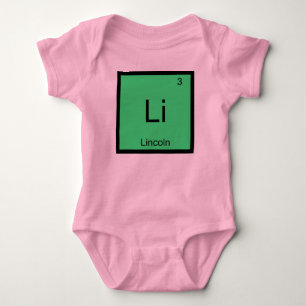 Lincoln  Name Chemistry Element Periodic Table Baby Bodysuit