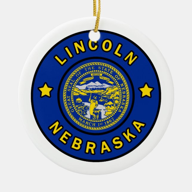Lincoln Nebraska Ceramic Tree Decoration (Front)