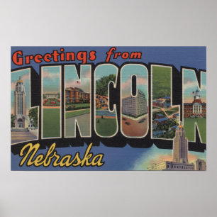 Lincoln, Nebraska - Large Letter Scenes Poster