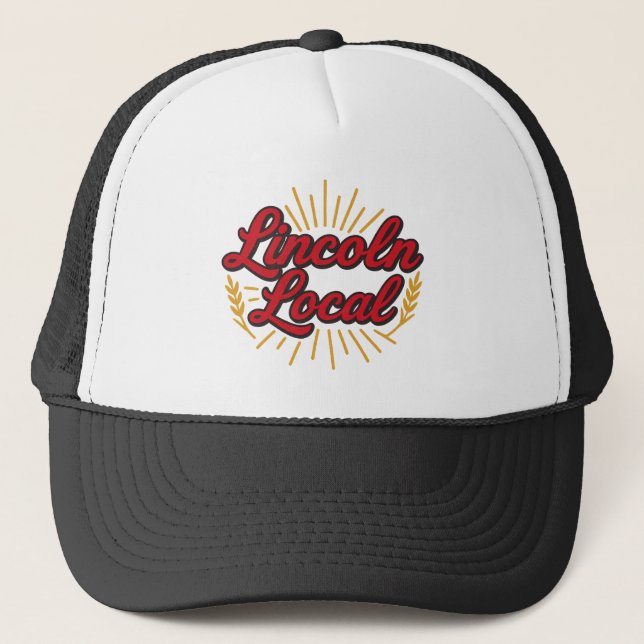 Lincoln Nebraska Local Pride | Retro Script Trucker Hat (Front)