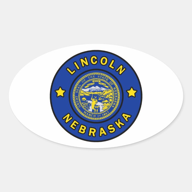 Lincoln Nebraska Oval Sticker (Front)