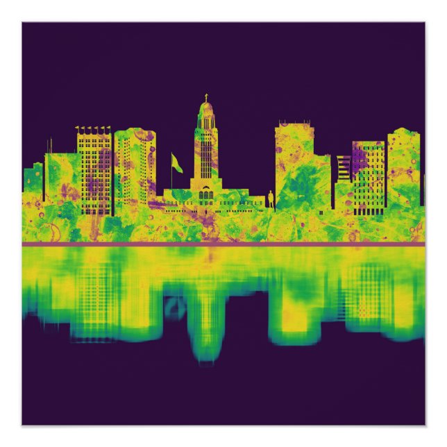 Lincoln Nebraska Skyline Poster (Front)