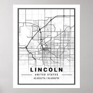 Lincoln Nebraska USA Travel City Map Poster
