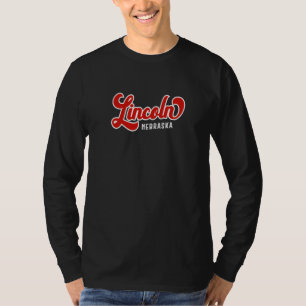 Lincoln Nebraska Vintage Athletic Script Red T-Shirt