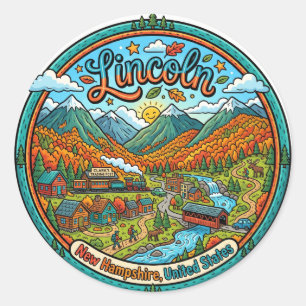 Lincoln, New Hampshire Classic Round Sticker