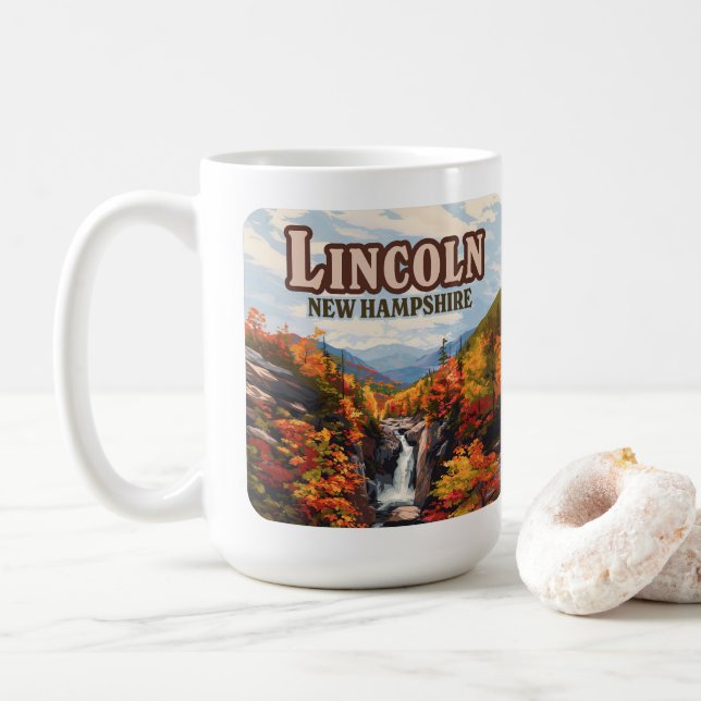 Lincoln New Hampshire Franconia Falls Autumn Coffee Mug (With Donut)