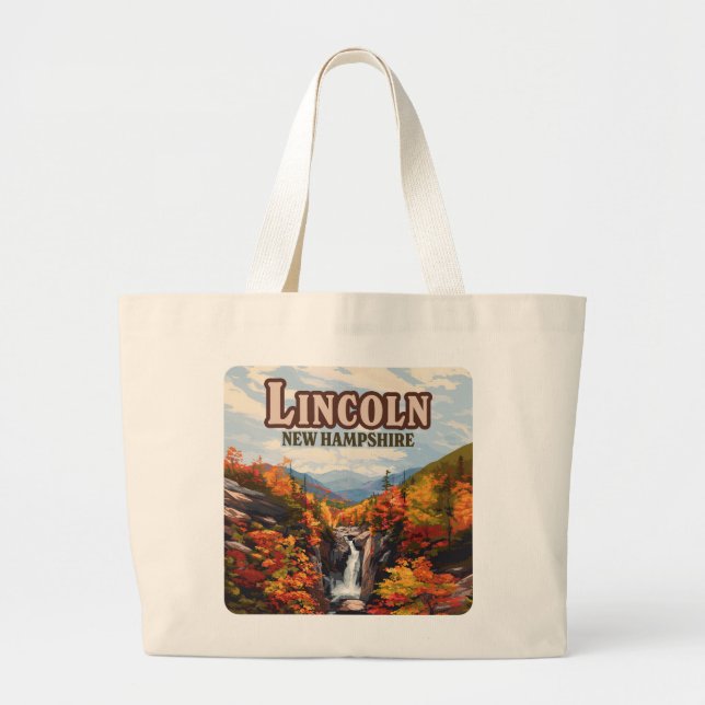 Lincoln New Hampshire Franconia Falls Autumn Large Tote Bag (Front)