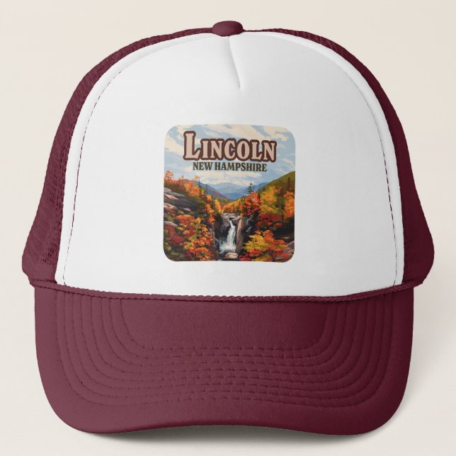Lincoln New Hampshire Franconia Falls Autumn Trucker Hat (Front)