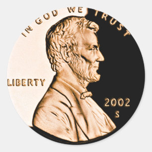 Lincoln Penny 2 Classic Round Sticker