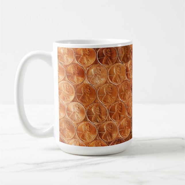 Lincoln penny/pennies copper US coin, penny 2 Coffee Mug (Left)