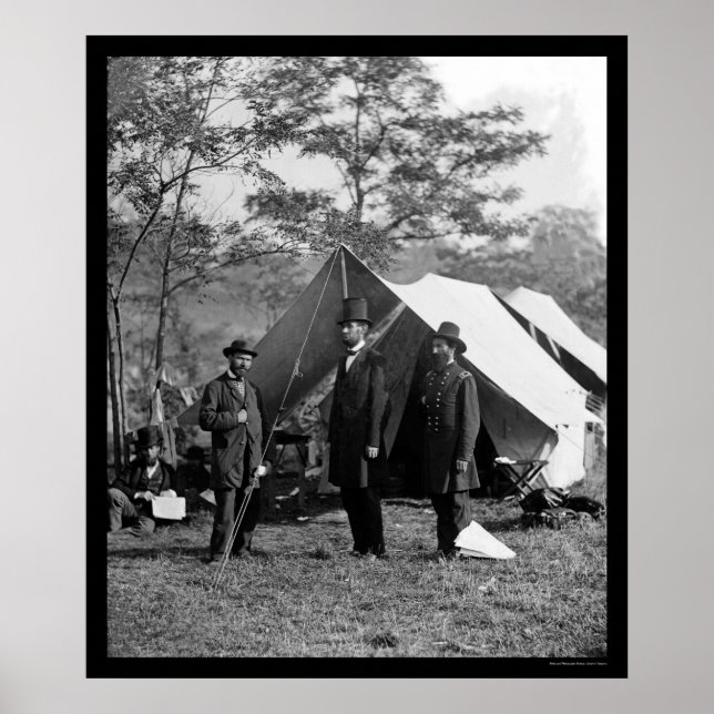 Lincoln, Pinkerton and McClernand at Antietam 1862 Poster (Front)