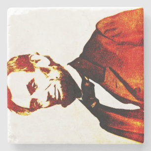 Lincoln Pop Art Colourized Sideways Portrait Stone Coaster