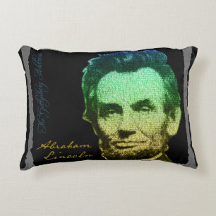 Lincoln Portrait Text Poster Decorative Cushion