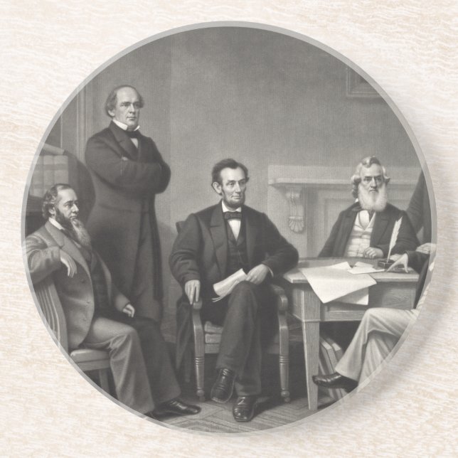Lincoln Reading the Emancipation Proclamation Coaster (Front)