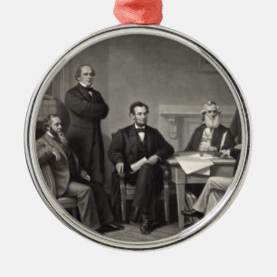 Lincoln Reading the Emancipation Proclamation Metal Tree Decoration