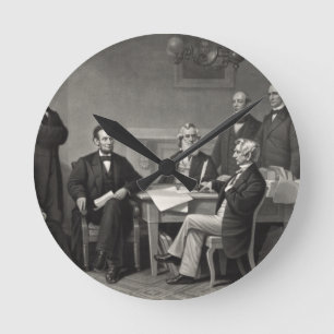 Lincoln Reading the Emancipation Proclamation Round Clock