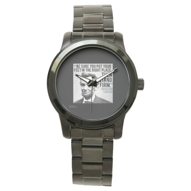Lincoln & Stand Firm Quote Bracelet Watch (Front)