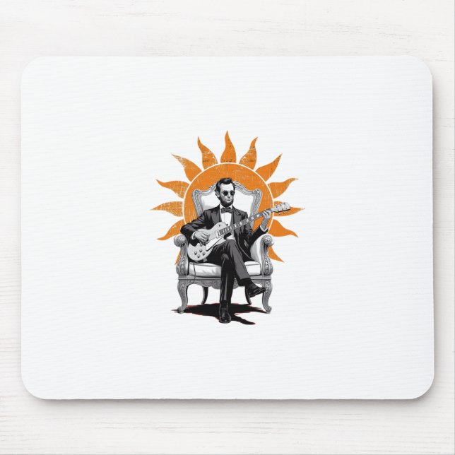 Lincoln Unplugged – Funny Abraham Lincoln Guitar  Mouse Mat (Front)