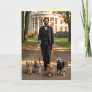 Lincoln Walkin' the Dog Card
