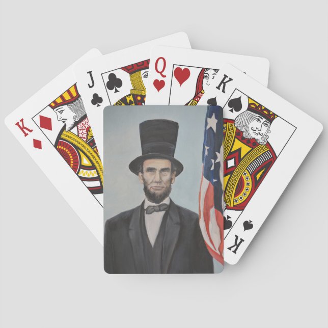 Lincoln with Flag Portrait Art Playing Cards (Back)