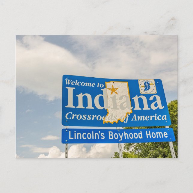 Lincoln's Boyhood Home - Welcome to Indiana Sign Postcard (Front)