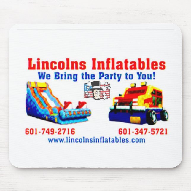 Lincolns inflatables Business Card 2.jpg Mouse Mat (Front)