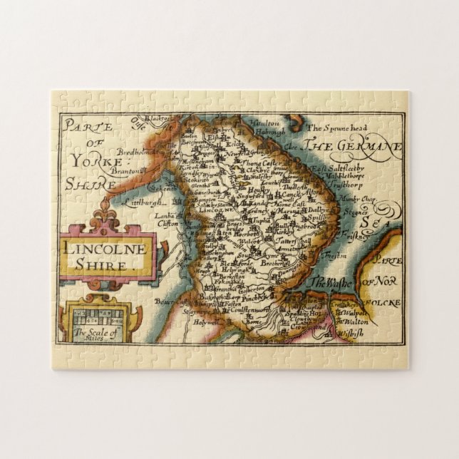 Lincolnshire County England Old Antiquarian Map Jigsaw Puzzle (Horizontal)