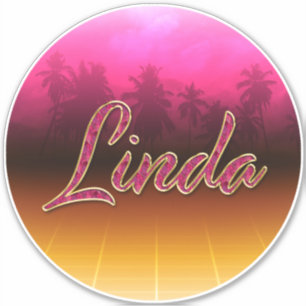 Linda First Name Golden pink Sticker