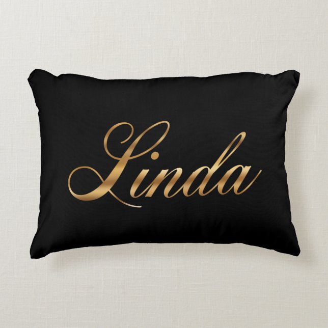 Linda gold Design Lettering Kissen Decorative Cushion (Front)