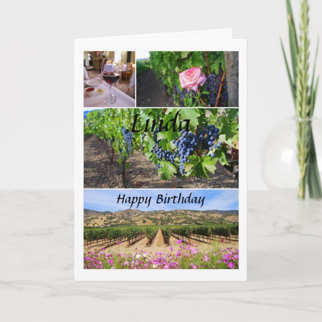 Linda Happy Birthday California Vineyards Card (Front)