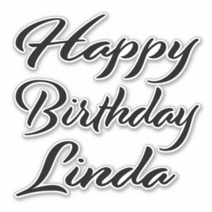 Linda name first name black Sticker birthday
