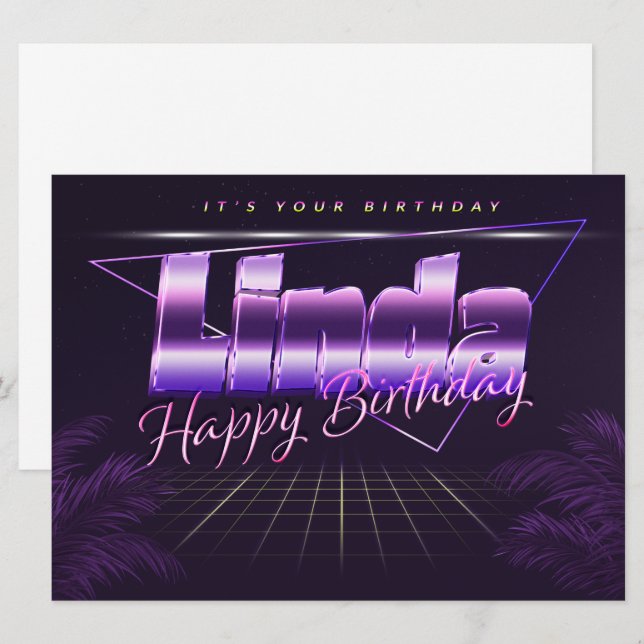 Linda Name First name lila retro card Birthday (Front/Back)