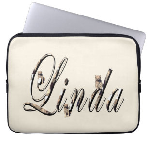 "Linda" Name Made With White Tigers, Laptop Sleeve