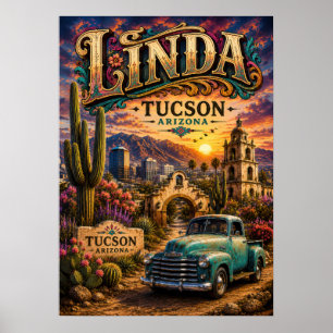 Linda Tucson Arizona Personalised Southwestern Des Poster