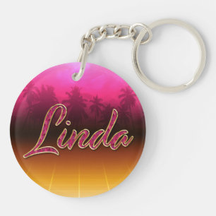 Linda Vorname Name golden pink Schlüsselanhänger Key Ring