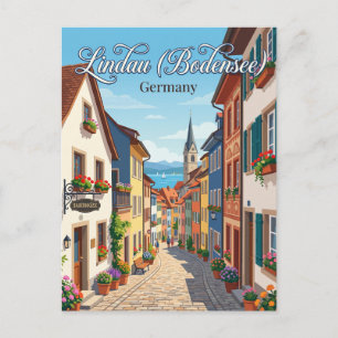 Lindau Island Old Town Alley Germany Postcard