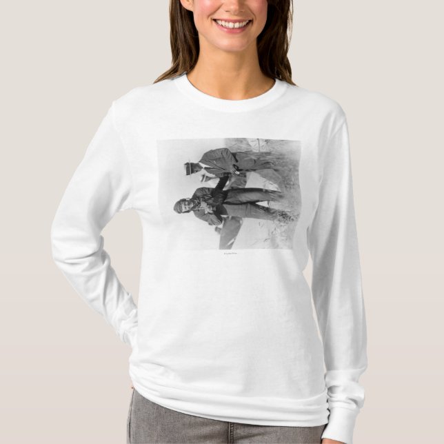 Lindbergh and Wright with Wrecked Plane T-Shirt (Front)