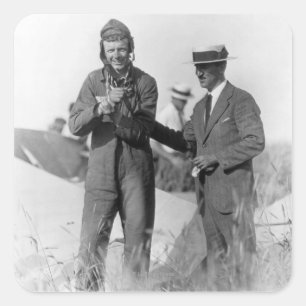 Lindbergh and Wright - Wrecked Plane Square Sticker