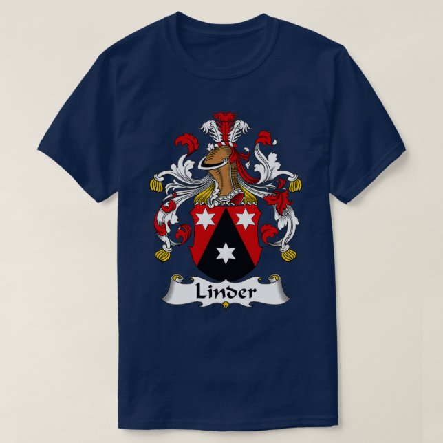 Linder Coat of Arms Family Crest  T-Shirt (Design Front)