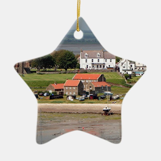 Lindisfarne, Holy Island, England Ceramic Tree Decoration (Front)