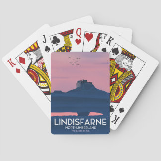 Lindisfarne Northumberland Castle travel poster. Playing Cards