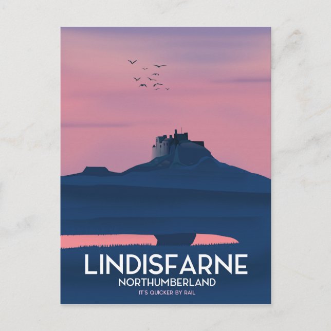 Lindisfarne Northumberland Castle travel poster. Postcard (Front)