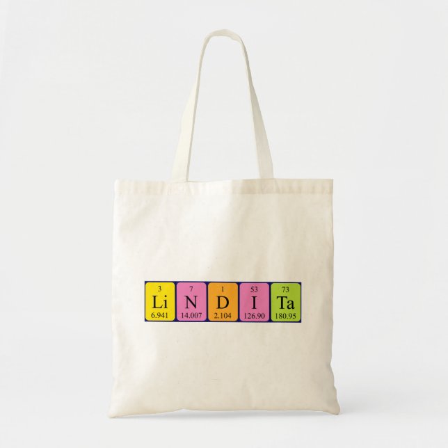 Lindita periodic table name tote bag (Front)