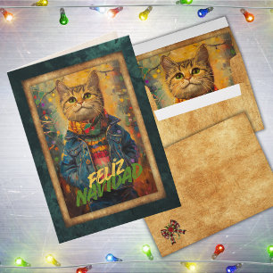 Lindo Gato Feliz Navidad Holiday Card