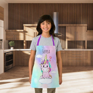 Lindo Unicornio Acuarela Multicolor  Apron