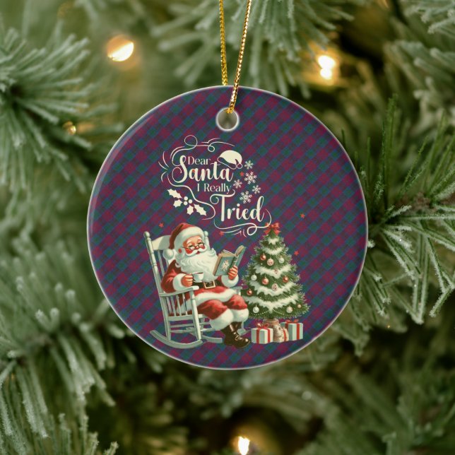 Lindsay Ancien Scottish Tartan  Christmas Ceramic Tree Decoration (Tree)