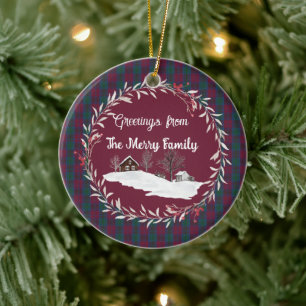 Lindsay Ancient Original Scottish Tartan  Ceramic Tree Decoration