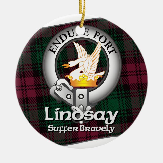 Lindsay Clan Ceramic Tree Decoration (Front)
